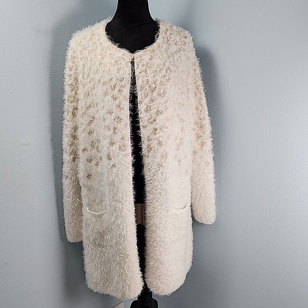 Retrology Long Sleeve XL Fuzzy Sweater Long Open Front Duster Pockets